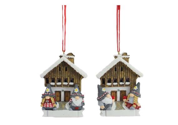 Aufhänger Gnom mit Berghütte, 2 assortiert