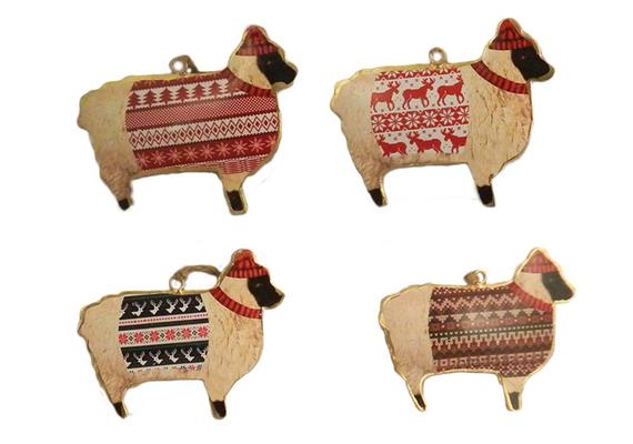 Aufhänger Metall Schaf, 4 assortiert