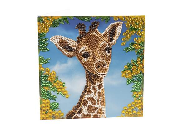 Baby Giraffe, 18x18cm Crystal Art Card