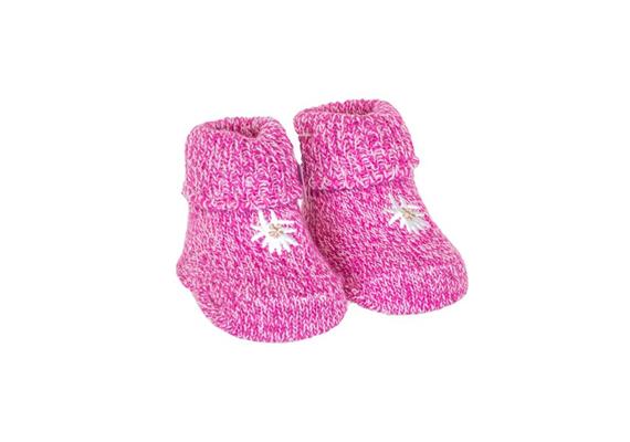 Baby Hausschuhe pink mit Edelweiss, 0-12M