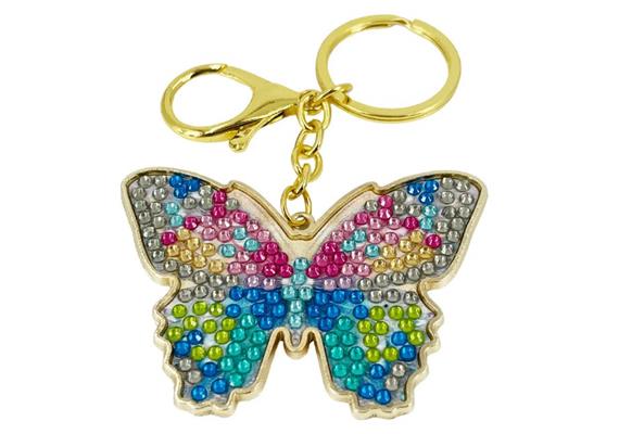 Bella Butterfly Crystal Art Metal Keyring Kit, im Polybag verpackt, 6 x 6 cm