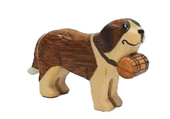 Bernhardiner Hund mit Fass aus Holz braun 3cm
