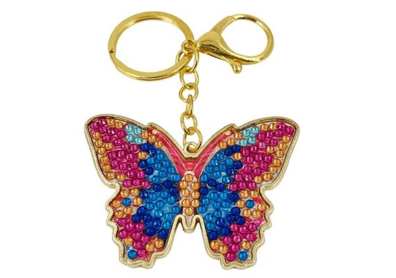 Bianca Butterfly Crystal Art Metal Keyring Kit, im Polybag verpackt, 6 x 6 cm
