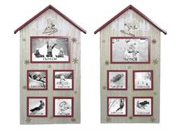 Bilderrahmen Haus aus Holz mit Skifahrer, 47 x 28 cm, 2 assortiert