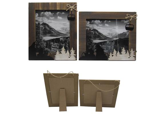 Bilderrahmen Holz mit Tannen und Gondel, 32 x 27 cm, 4 assortiert