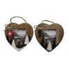 Bilderrahmen Holzherz mit Tannen und Skifahrer, 14 x 14 cm, 2 assortiert