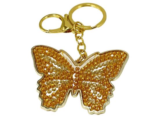 Bonnie Butterfly Crystal Art Metal Keyring Kit, im Polybag verpackt, 6 x 6 cm