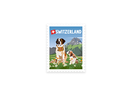 Briefmarkensticker Bernhardiner - Switzerland