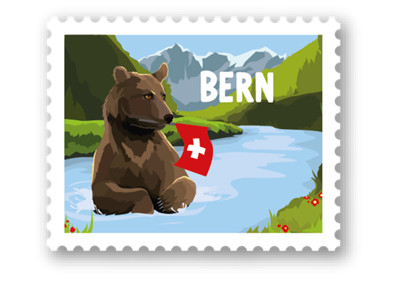Briefmarkensticker Braunbär Bern