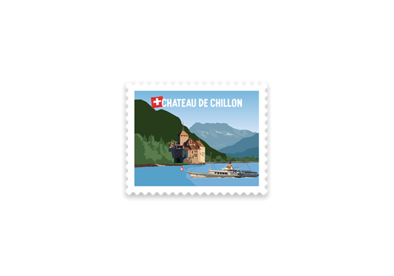 Briefmarkensticker Chateau de Chillon