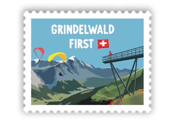 Briefmarkensticker Grindelwald-First