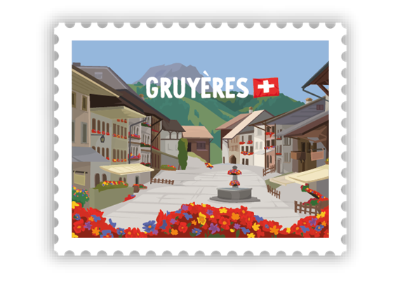 Briefmarkensticker Gruyères