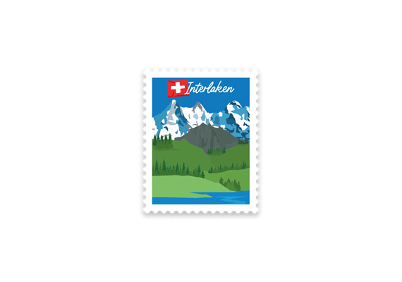 Briefmarkensticker Interlaken Eiger, Mönch, Jungfrau