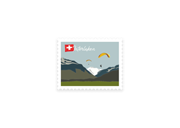 Briefmarkensticker Interlaken Paraglider