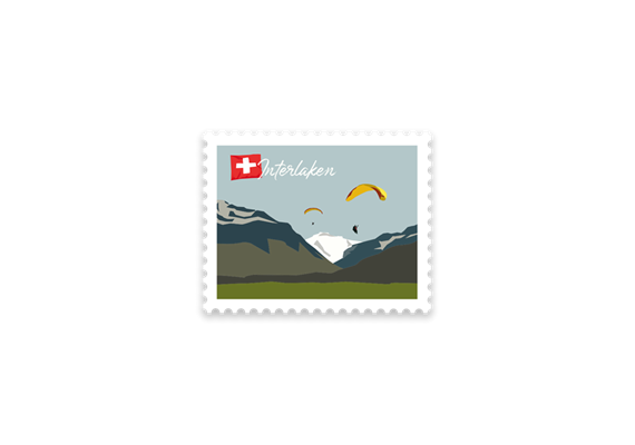 Briefmarkensticker Interlaken Paraglider