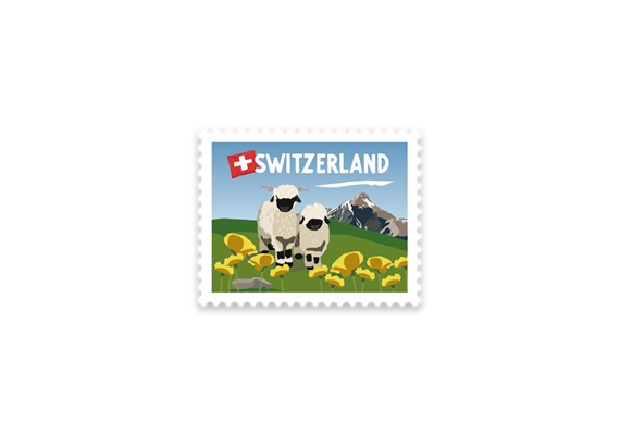 Briefmarkensticker Schwarznasenschaf - Switzerland
