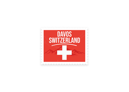 Briefmarkensticker Schweizerkreuz - DAVOS
