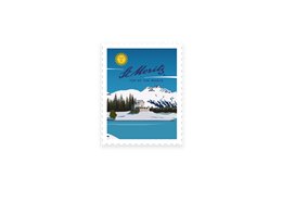 Briefmarkensticker St. Moritz Landschaft
