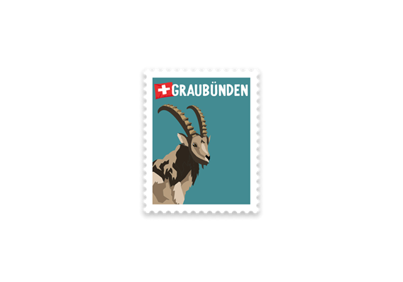 Briefmarkensticker Steinbock - Graubünden