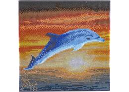 Delfin Sonnenaufgang, Bild 30x30cm Crystal Art
