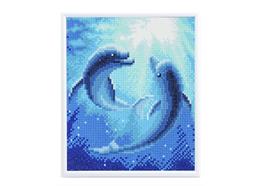 Delfin Tanz, 21x25cm Bild mit Rahmen Crystal Art