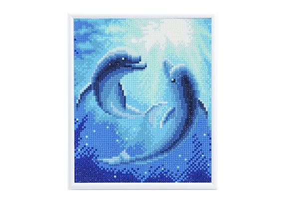 Delfin Tanz, 21x25cm Bild mit Rahmen Crystal Art