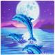 Delfine bei Mondlicht, Karte 18x18cm Crystal Art
