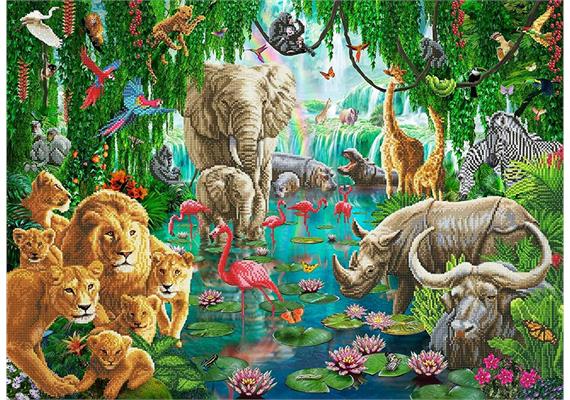 Die Tiere des Dschungels, 90x65cm Crystal Art