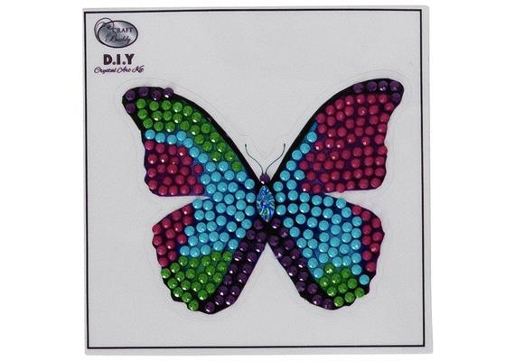 Disco-Schmetterling, Sticker 9x9cm Crystal Art Motiv