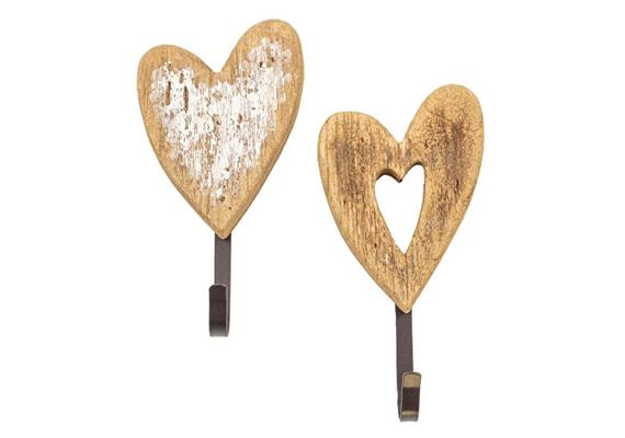 Einfacher Kleiderhaken aus Holz mit Herz, 19 cm