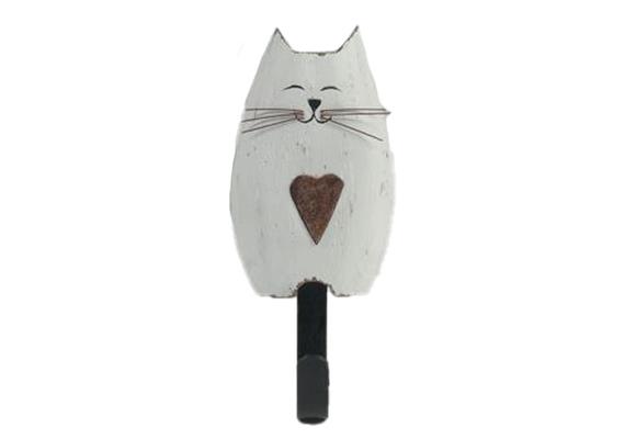 Einfacher Kleiderhaken aus Holz mit Katze, 20 cm