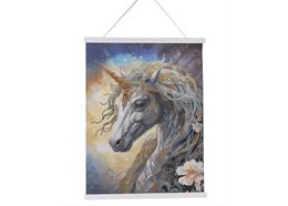 Einhorn, Crystal Art Scroll 35x45cm