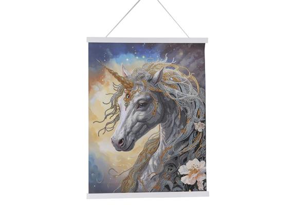 Einhorn, Crystal Art Scroll 35x45cm