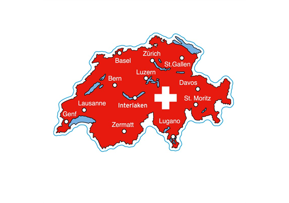 Einzel Magnet Schweiz "Schweizerseen und Touristenstädte", 60 mm