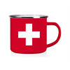 Emaille Tasse rot mit Schweizerkreuz