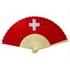 Fächer Schweiz rot, mit CH Kreuz - Textil, Bambus