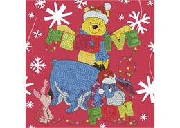 Festive Winnie the Pooh, 18x18cm Crystal Art Card