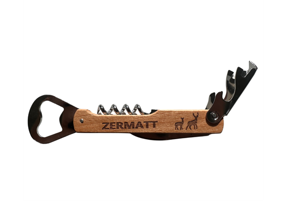 Flaschenöffner Buche, Reh und Hirsch - Zermatt