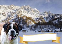 Fotomagnet Holz mit Bernhardiner Hund