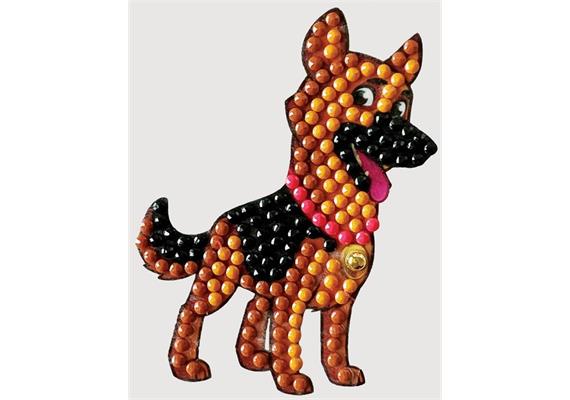 Freudiger Hund, Sticker 9x9cm Crystal Art Motiv