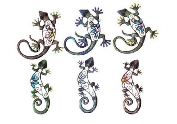 Geko aus Metall 30 cm, 6 assortiert