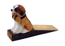 Geschnitzter Holz Türstopper - Bernhardiner Hund