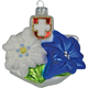 Glas Ornament als Edelweiss - Enzian Blume, 6 x 7.5cm