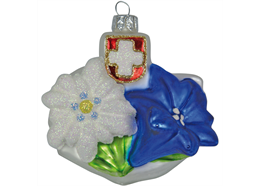 Glas Ornament als Edelweiss - Enzian Blume, 6 x 7.5cm