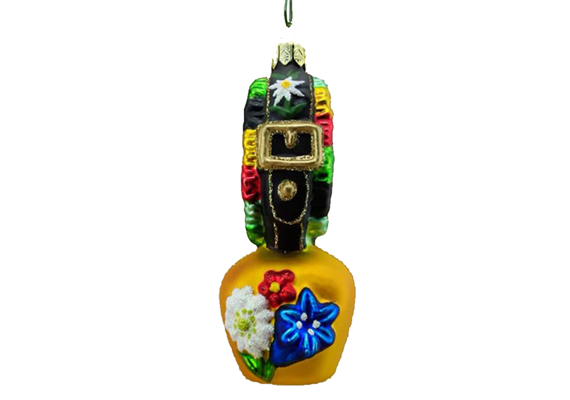 Glas Ornament Glocke mit Schleife Blumendekor
