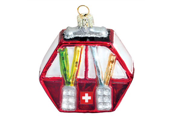 Glas Ornament Gondel mit CH-Kreuz
