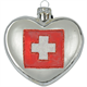 Glas Ornament Herz mit CH Kreuz, 6.5 x 6cm