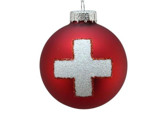 Glas Ornament Kugel Schweizerkreuz, 6cm