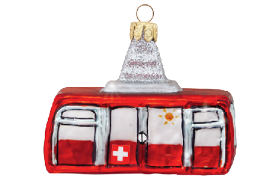Glas Ornament Schweizer Luftseilbahn rot