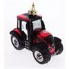 Glas Ornament Traktor rot mit CH Kreuz